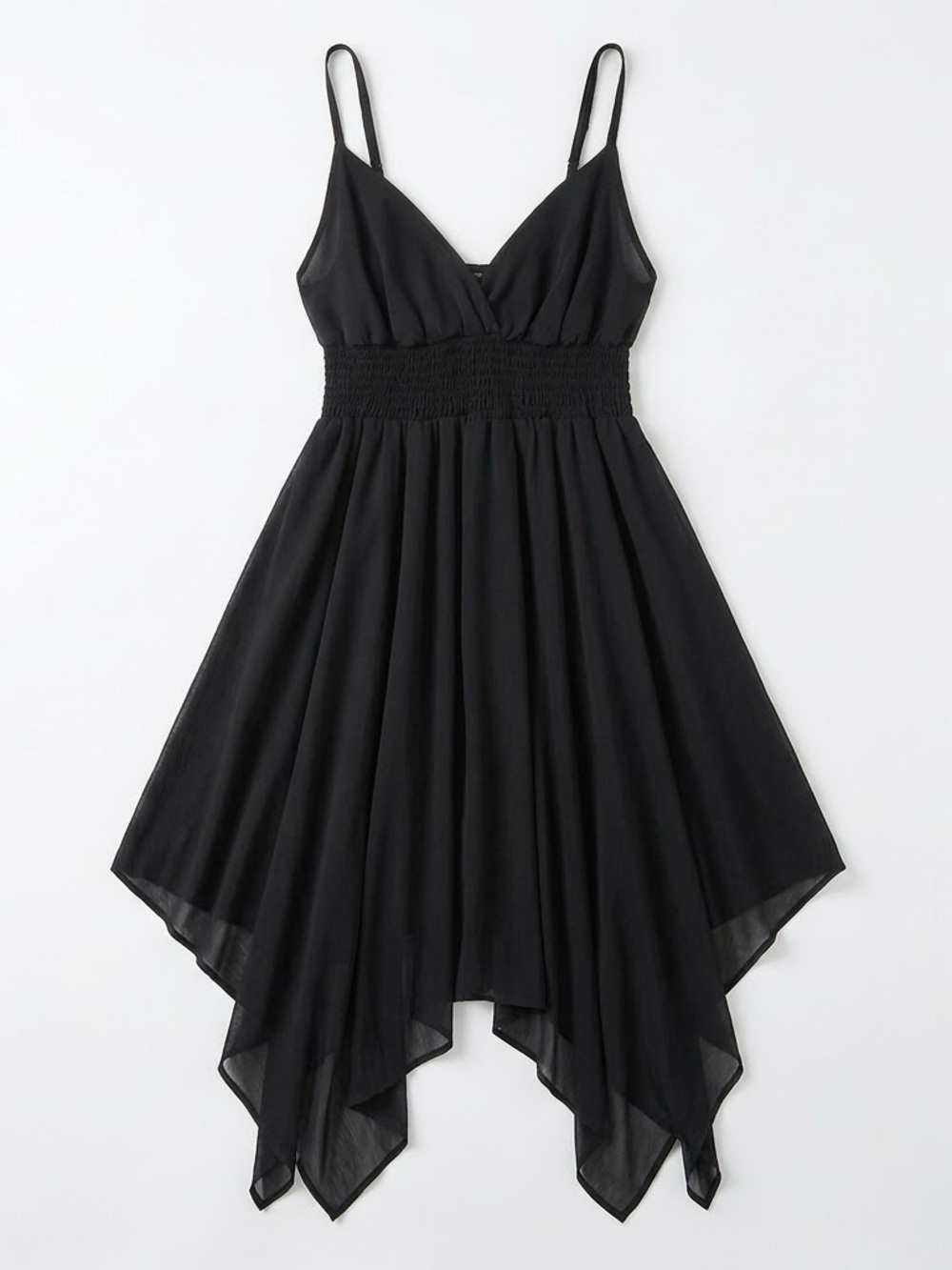 TAGWOMAN Black Asymmetrical Handkerchief Hem Spaghetti Strap Cami Dress 0